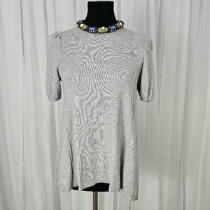 Anthropologie Moth Gray Jade Stone Beaded Collar Top